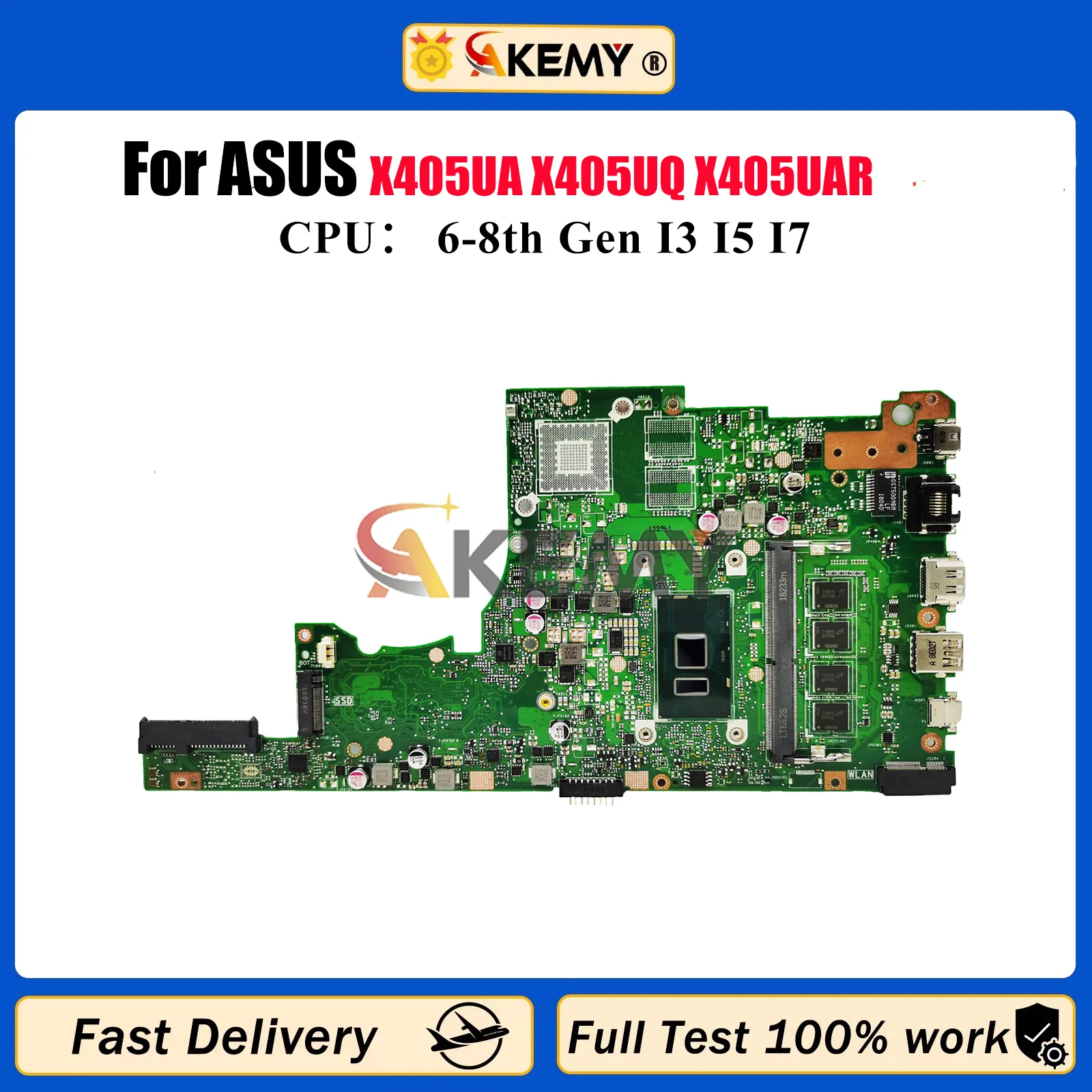 

X405UA Laptop Motherboard For ASUS VivoBook X405U S4100U S4000U A405U V405U S405U K405U X405UQ X405UAR Mainboard W/ I3 I5 I7 CPU