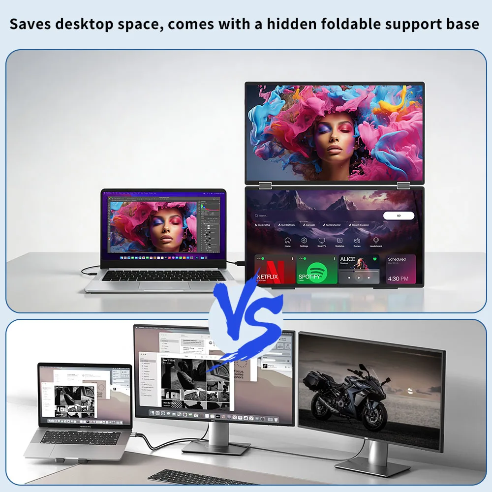14 Inch 1.2K Dual-screen Portable Monitor IPS HDR 100%SRGB Compatible with Tiptop PS4/5 Swicth Xbox