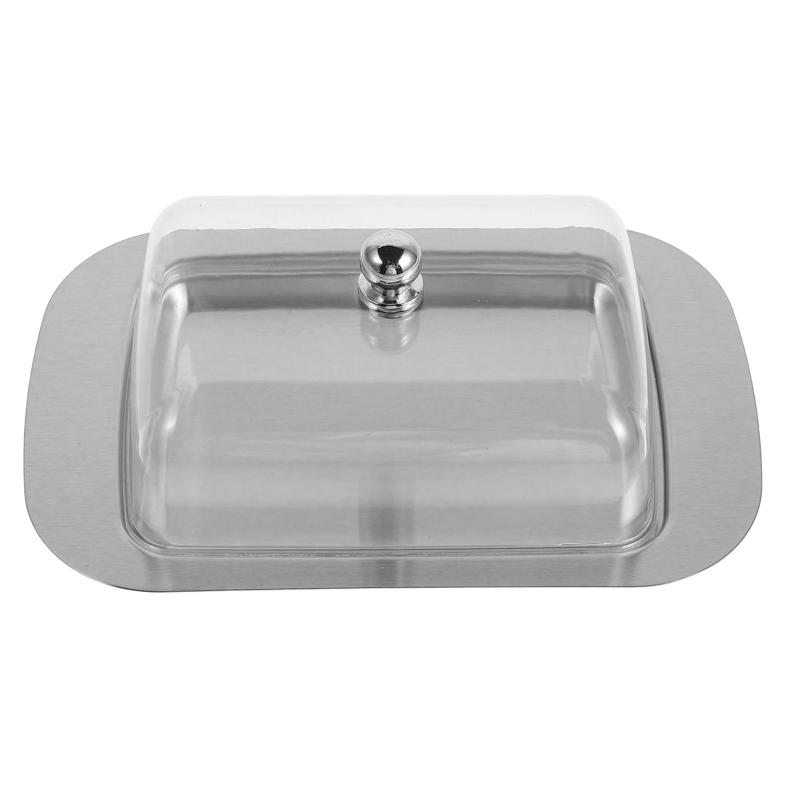 

1 Set Stainless Steel Cheese Box Simple Design Holder For Fridge Kitchen Storage With Lid Butter Container Cream Cheese