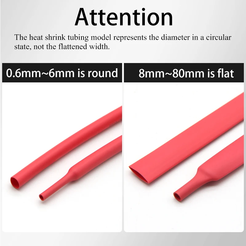 3/5M Red 2:1 Shrink Ratio Heat Shrink Tube Diameter 0.6mm ~ 80mm Insulated Cable Protecctor Connector Sleeving DIY Wrap Wire