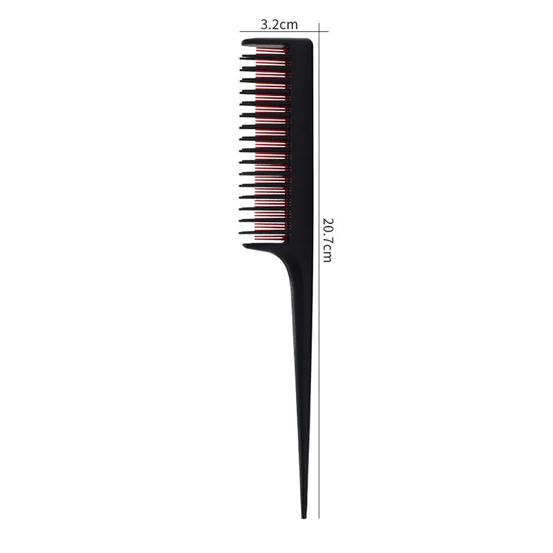 3 Rows Teasing Hair Comb Pointed Tail Design Backcombing Combs Hair Sectioning Highlight Dyeing Styling Tool for Salon Home Use