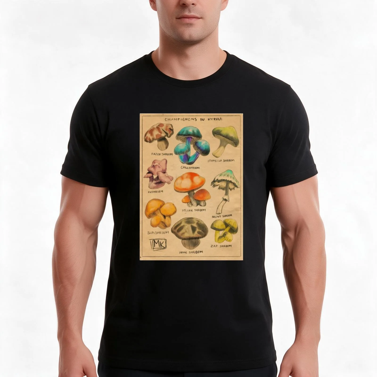 Champignons of Hyrule T-Shirt, Summer Casual Cotton Tee, Oversized Streetwear Tops, Vintage Graphic Print, Unisex Men Women