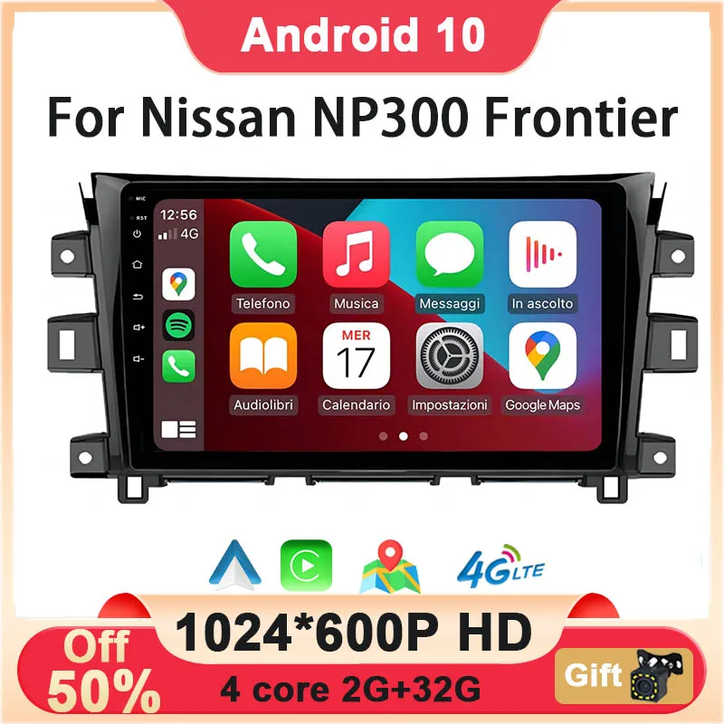 Android 10 Car Radio Multimedia Video Player GPS Navigation Wireless Carplay Auto For Nissan Navara Frontier NP300 2016 - 2022