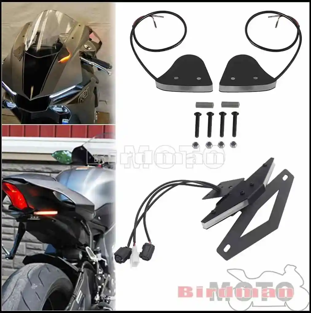 

Front LED Signal Mirror Block Off Light Tail Tidy Fender Eliminator Integarted Kit For Yamaha YZF R1 YZFR1 2015 16 17 18 2019