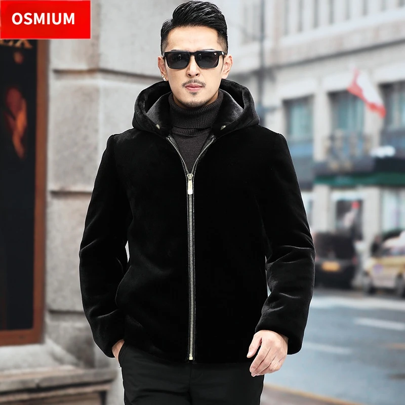 Homens casaco de pele do falso pele de vison falso manga longa zip up jaqueta com capuz oversize casaco pu fofo quente inverno outerwear 4xl 5xl 6xl