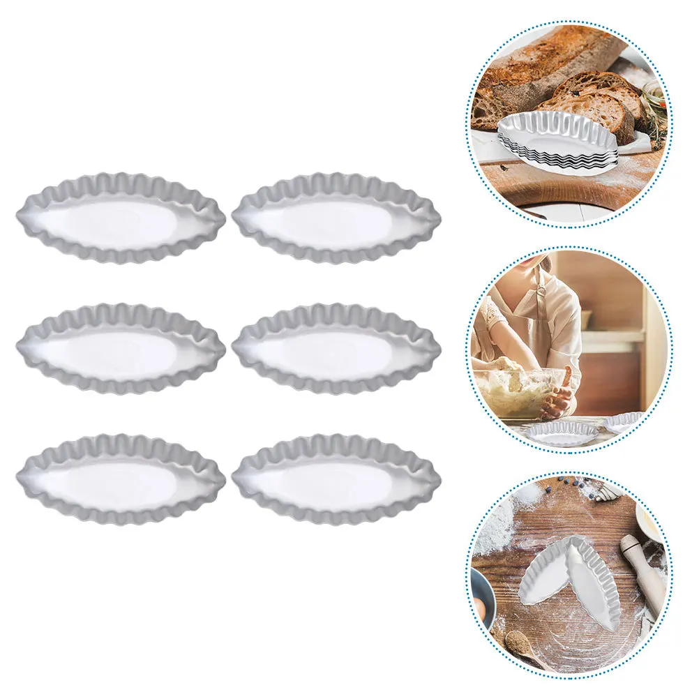 

6 pcs Sunflower Boat-Shaped Baking Mold Non Stick Aluminum Alloy Tart Tray For Diy Dessert Egg Tart Home Kitchen Bakeware Tool