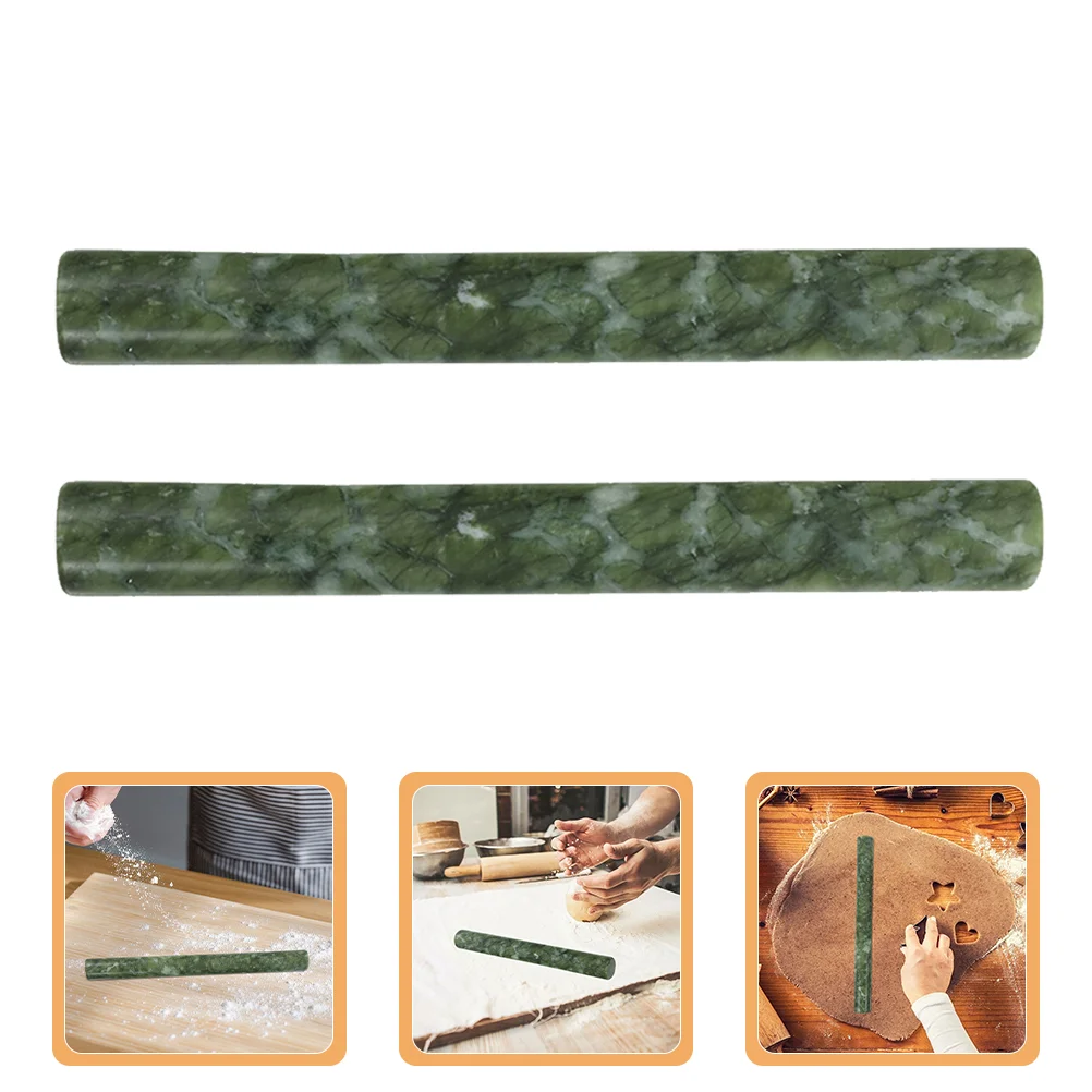 2 Stück Nudelholz Französisch Fondant Roller Kochen Marmor Pins Jade Antihaft Naturstein Teig