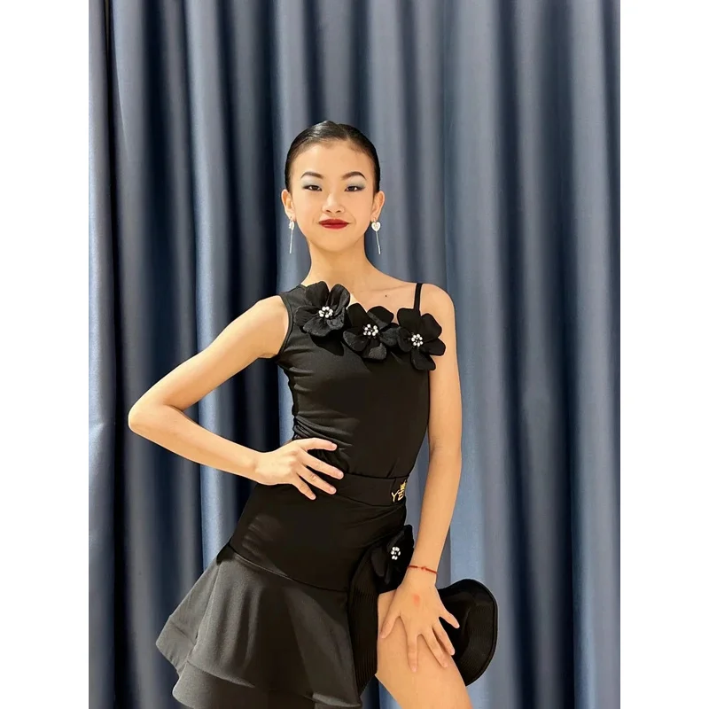 Professional Latin Dance Dress For Girls Competition Costumes Kids Dancing Wear Outfits Ballroom Children Latin Dresses New Set