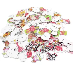 50 pezzi bottoni natalizi 2 fori Scrapbooking accessori artigianali bottoni decorativi misti in legno per cartoni animati