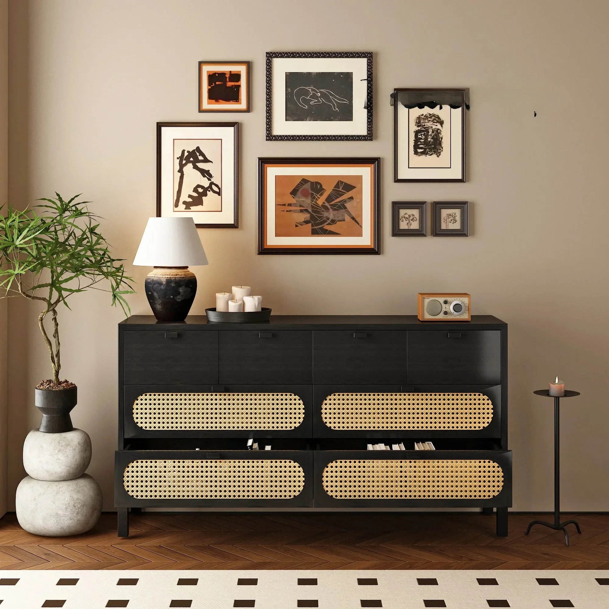 

Бытовой простой шкаф для хранения стен, скандинавский средневековый шкаф из цельного дерева, большой вместительный ящик