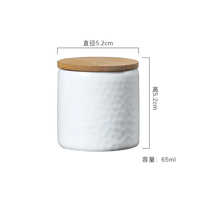 European White Ceramic Jar with Bamboo Wood Lid Portable Mini Porcelain Jar Tea Box Candy Sealed Box Container Gift Home Decor