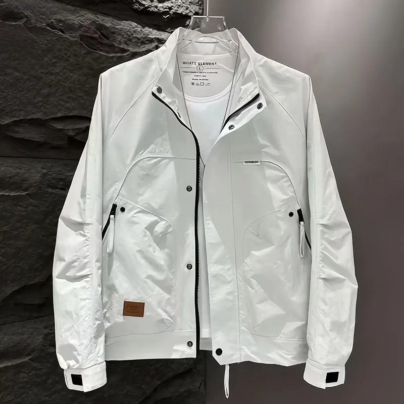 2025 New High-end Stand-up Collar Fashion Trendy Men's Jacket Jacket Daily Commuting Loose Casual Jacket