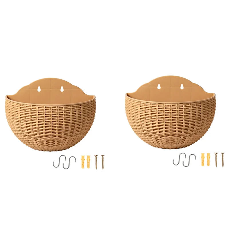 

A21I-Large European-Style Imitation Rattan Wall-Mounted Semi-Circular Flowerpot Lazy Flowerpot