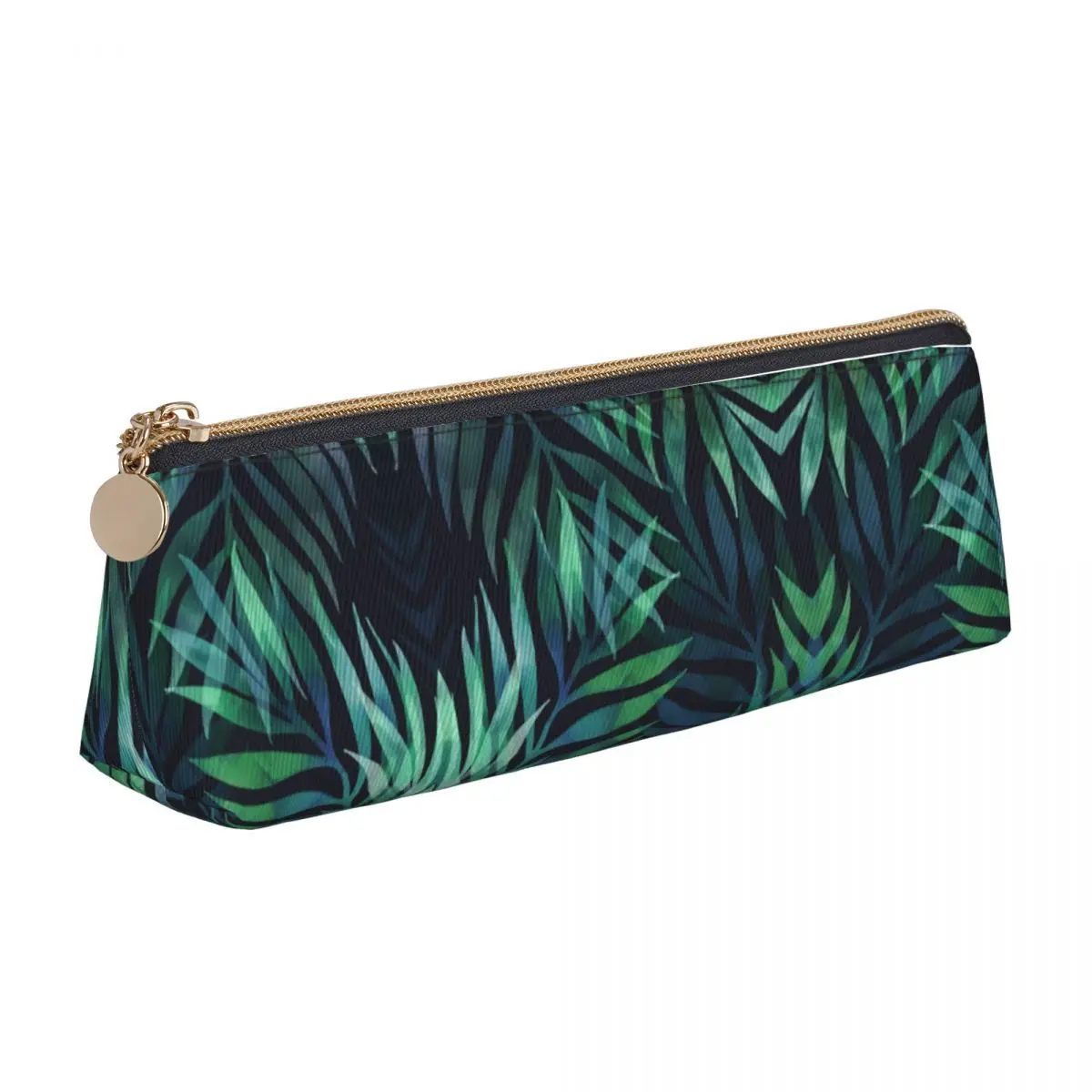 Astuccio Kawaii verde scuro Palms Leaves Box Nature School Cases Boy Girl Zipper Printed Stationery