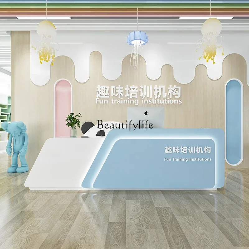 Cashier Bar Training Educational Institution Counter Simple Modern Kindergarten Dance Room Reception Desk