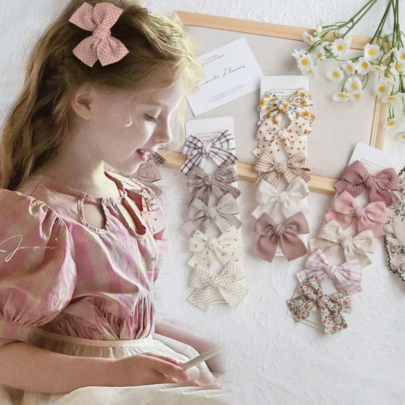 Hübsche Kinder-Kopfbedeckung, elegante Schleifen-Haarspange, handgefertigter Baby-Haarschmuck, vollflächige Stoff-Haarnadel für Mädchen