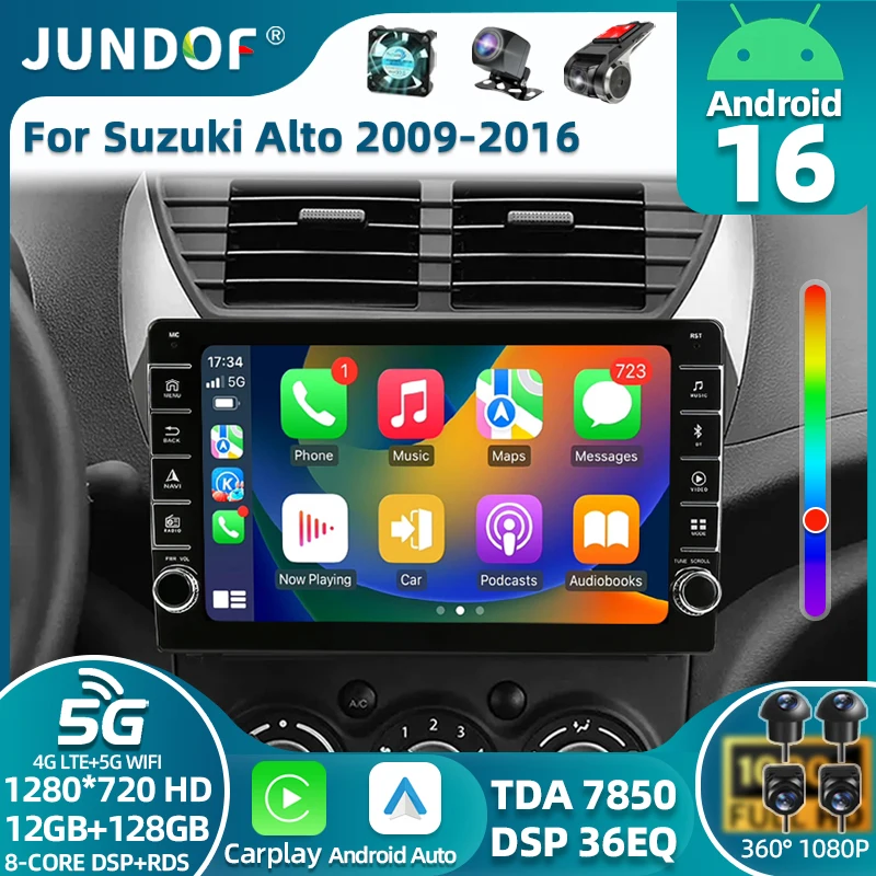 

Android 15 For Suzuki Alto 2009 - 2016 Nissan Pixo 4G+WiFi CarPlay sans fil pour autoradio multimedia stereo 2din Navigation BT