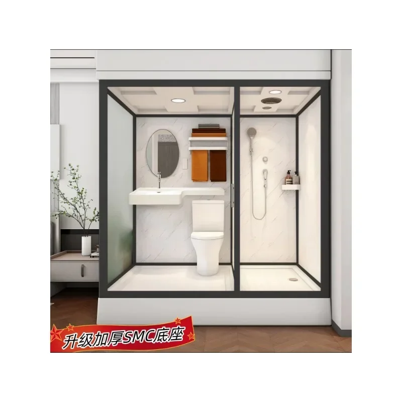 

Integrated bathroom Indoor toilet Dry and wet separation Integrated bathroom Glass sliding door Bath room