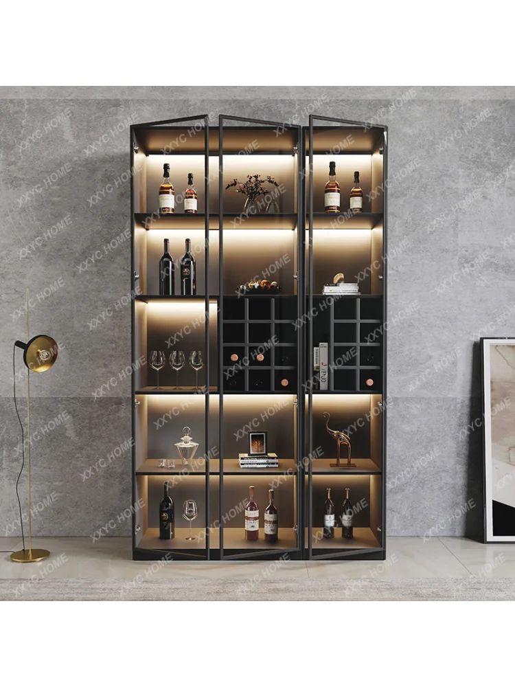 Wine Cabinet Wall High-End Solid Wood Display Cabinet High Cabinet Household Light Luxury Glass Door Cabinet Cross-Border