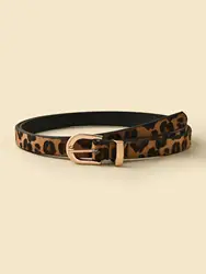 Boho Style PU Belt Leopard Print Thin Belt Women Dress Slim Fit Women Dress Custom Belt