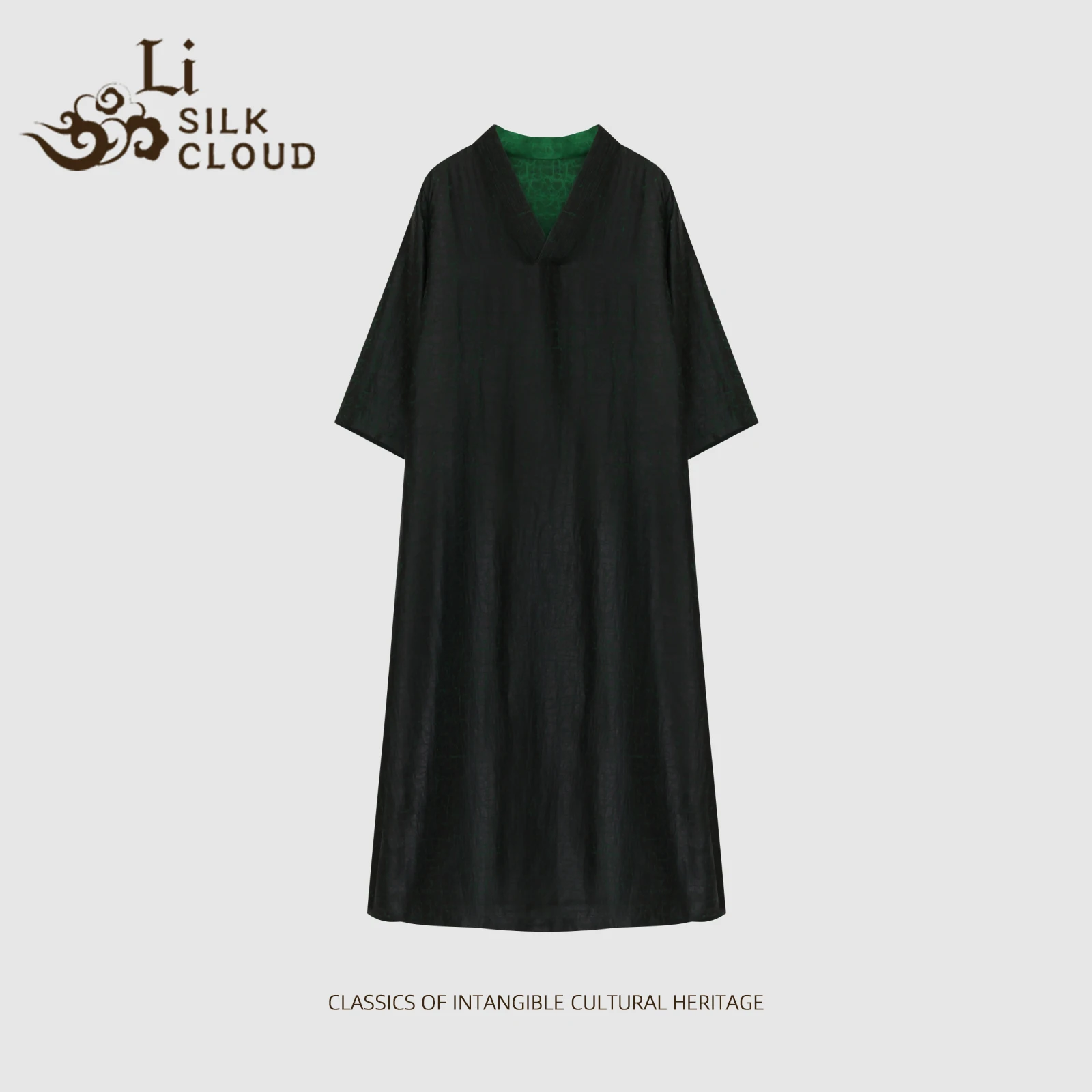 

LI SILK CLOUD Women's Chinese Style Xiangyunsha Dress - 100% Mulberry Silk, Turtle Crack Pattern, Traditional Oriental Design