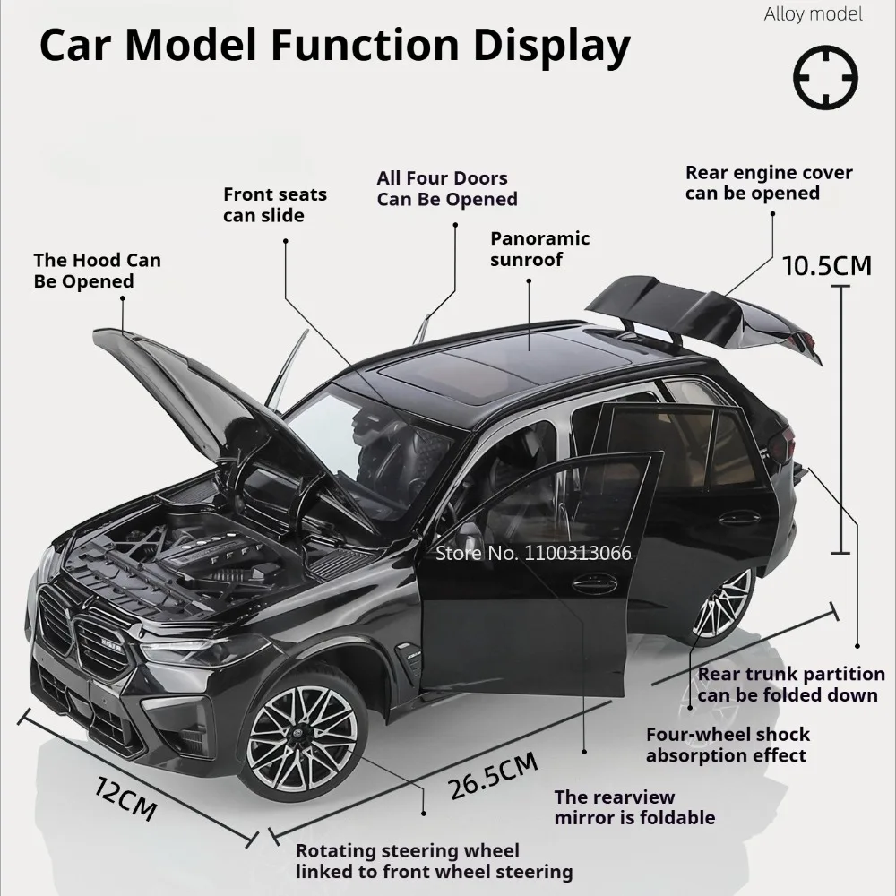 1:18 합금 5 시리즈 530Li X5M 모델 다이캐스트 장난감 자동차 휠 스티어링 미니어처 차량 6도어 오픈 카 어린이 교육용