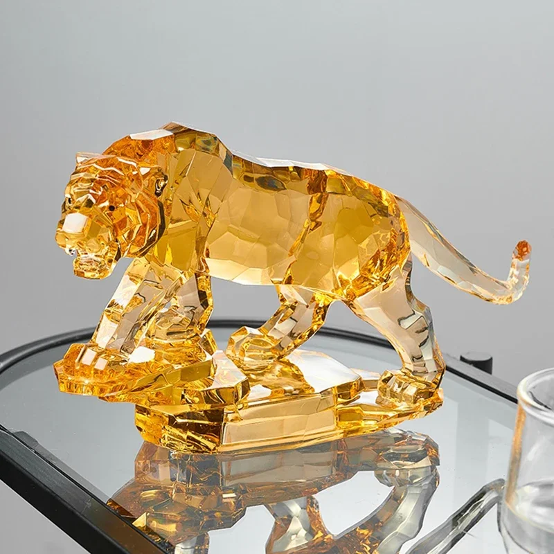 

Room Decor Acrylic Crystal Tiger Statue Ornaments Study Office Desktop Decorations Luxury Handicrafts Creative Artwork Gifts