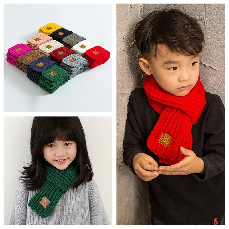 Fashion 2023 Winter Kids Scarves Warm Baby Boys Girls Scarf Solid Soft Scarf Collar Children Stretch Neck Ring