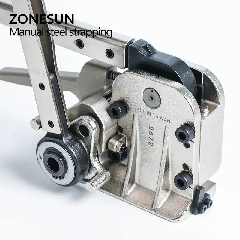 Zonesun-手動バックルスチールベルトストラップマシン、シームレスストラップツール、幅16、19、25mm、厚さ0.55-0.75mm、mh35