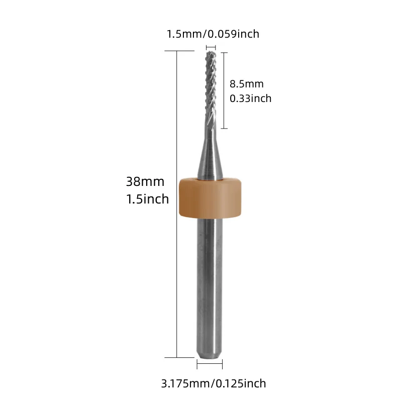 10pcs Tungsten Carbide End Mill Cutter Set for CNC Machinery Slivery Engraving Bits 0.5mm 1.5mm 1.6mm x 3.175mm