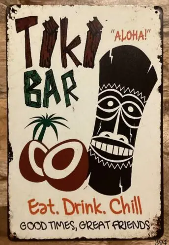 Insegna In Metallo Stile Vintage Tiki Bar, Regalo Per Bar, Pub, Mancave, She Shed - Alluminio