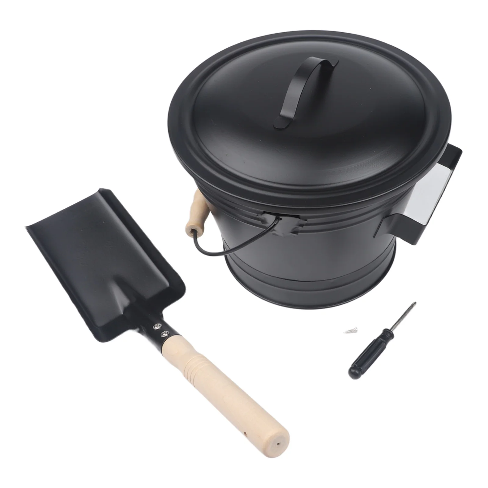 

Fireplace Ash Container Convenient Cleaning Tools Galvanized Iron Construction Ash Bucket With Shovel Included