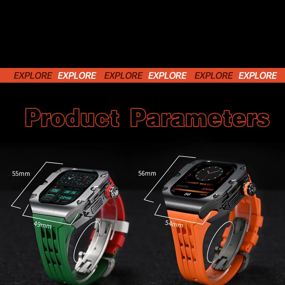 Комплект модификации из титанового сплава для Apple Watch Ultra 2, 49 мм, 44 мм, 45 мм, роскошный ремешок из фторкаучука для Iwatch 10 9 8 7 6 SE 5