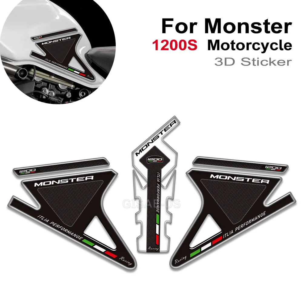 Voor Ducati Monster 1200 S R 1200 S 3d Motorstickers Tankpad Grips Emblemen Gas Stookolie Kit Kniebescherming Tankpad