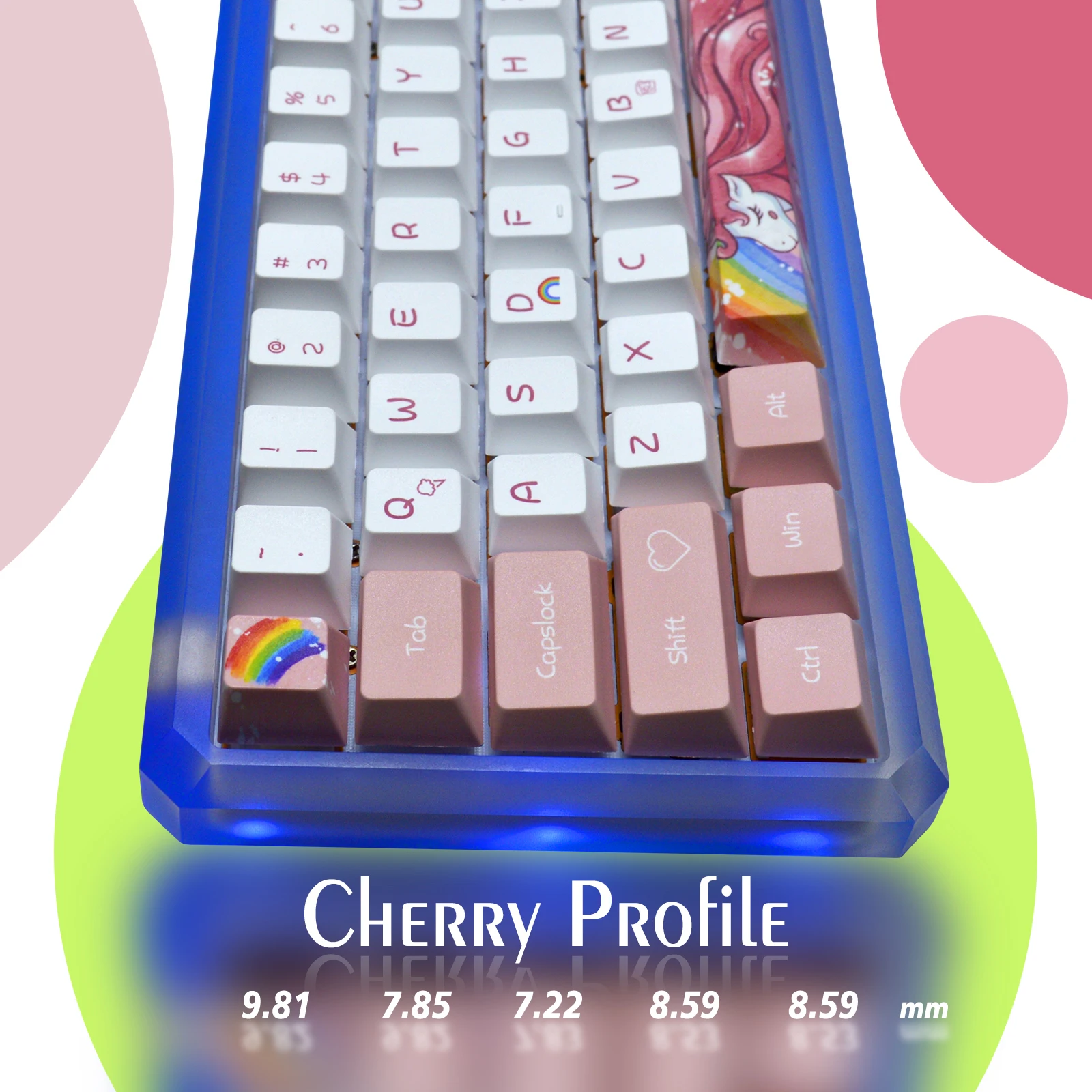 Anime Unicorn Keycap Set 135pcs Cherry profile PBT keycaps for Mechanical Gamer Keyboard with MX Switches and Customize Keyboard