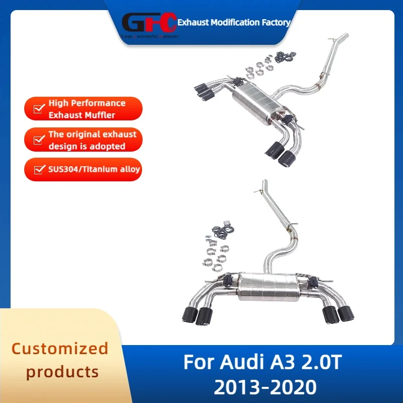 

Выхлопная система GFC Catback Valvetronic для Audi A3 2.0T 2013-2020: высокопроизводительная, из нержавеющей стали, с клапаном, глушитель