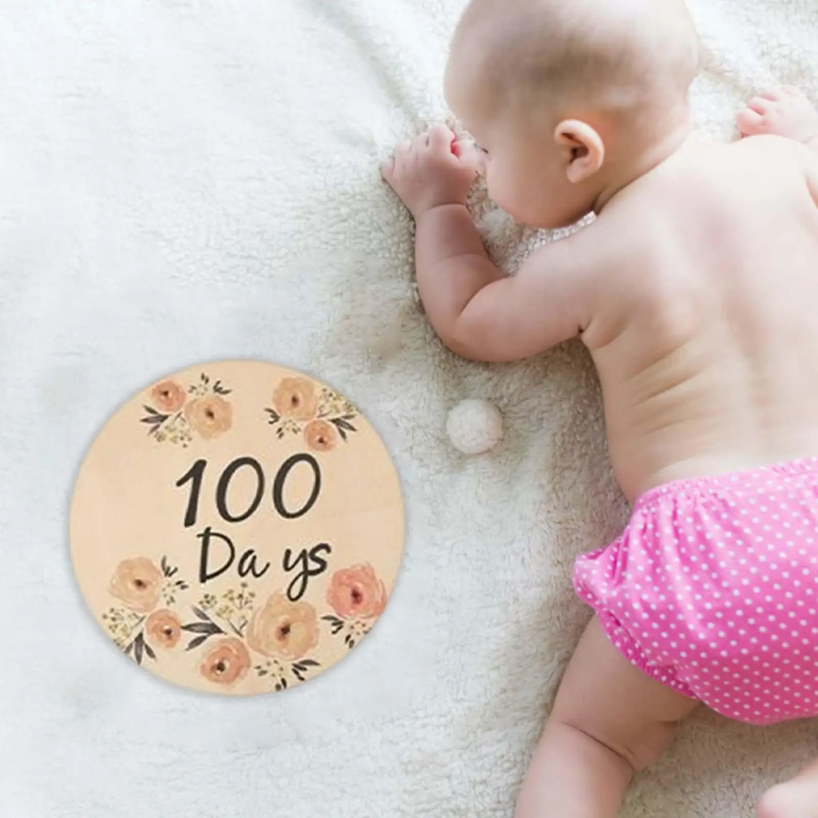Round Wood Baby Milestone Cards Engraved Art Discs for Infant Monthly Photo Shoot Props Birth Keepsake Boy Girl Present