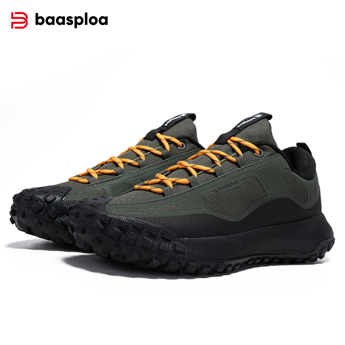 Baasploa Men's Outdoor Hiking Shoes Anti Slip Wear-Resistant Stability Mountaineering Shoes Comfort Elastic Breathable Sneakers