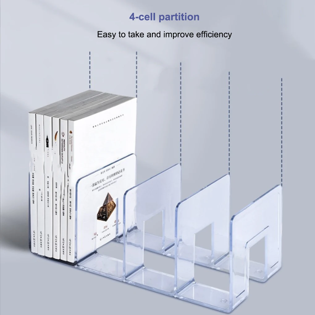 

Acrylic Bookend Portable 4 Compartment Book Shelf Textbook Bookends