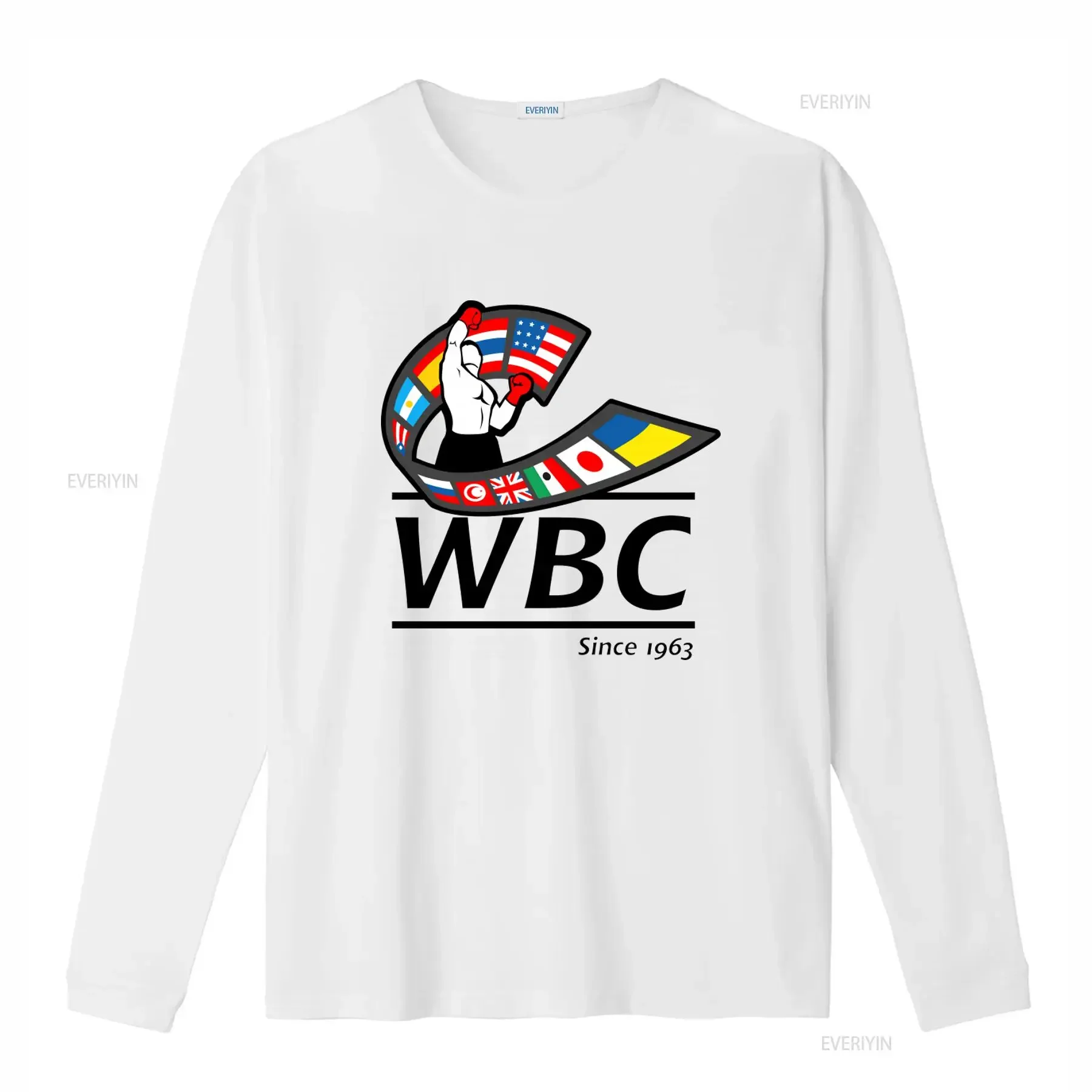 World Boxing Council Heavy Cotton T shirt with International Flags Design Since 1963 vintage Washed Top For Everyday Wear homme