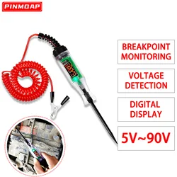 6V-24V 5V-90V Circuit Tester Digital Test Lamp Probe Pen Lamp Automotive Truck Voltage Circuit Test Pen Automotive Repair Tool