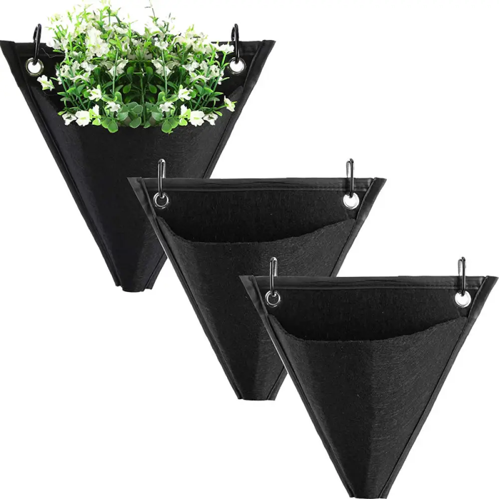 Vertical Wall Mounted Flower Pot Triangle Hanging Planting Bag Indoor Outdoor Succulent Herb Garden Balcony Decor