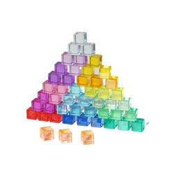 Cubos acrílicos de cristal do arco-íris, blocos de construção sensorial para crianças, luz colorida, brinquedo sombra, aprendizado, 30pcs