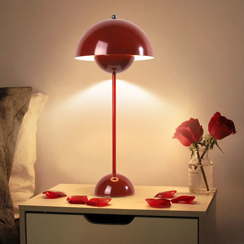 

Modern Table Lamp Flower Bud Bedroom Bedside Desk Light Study Living Room Mushroom Lighting Fixture