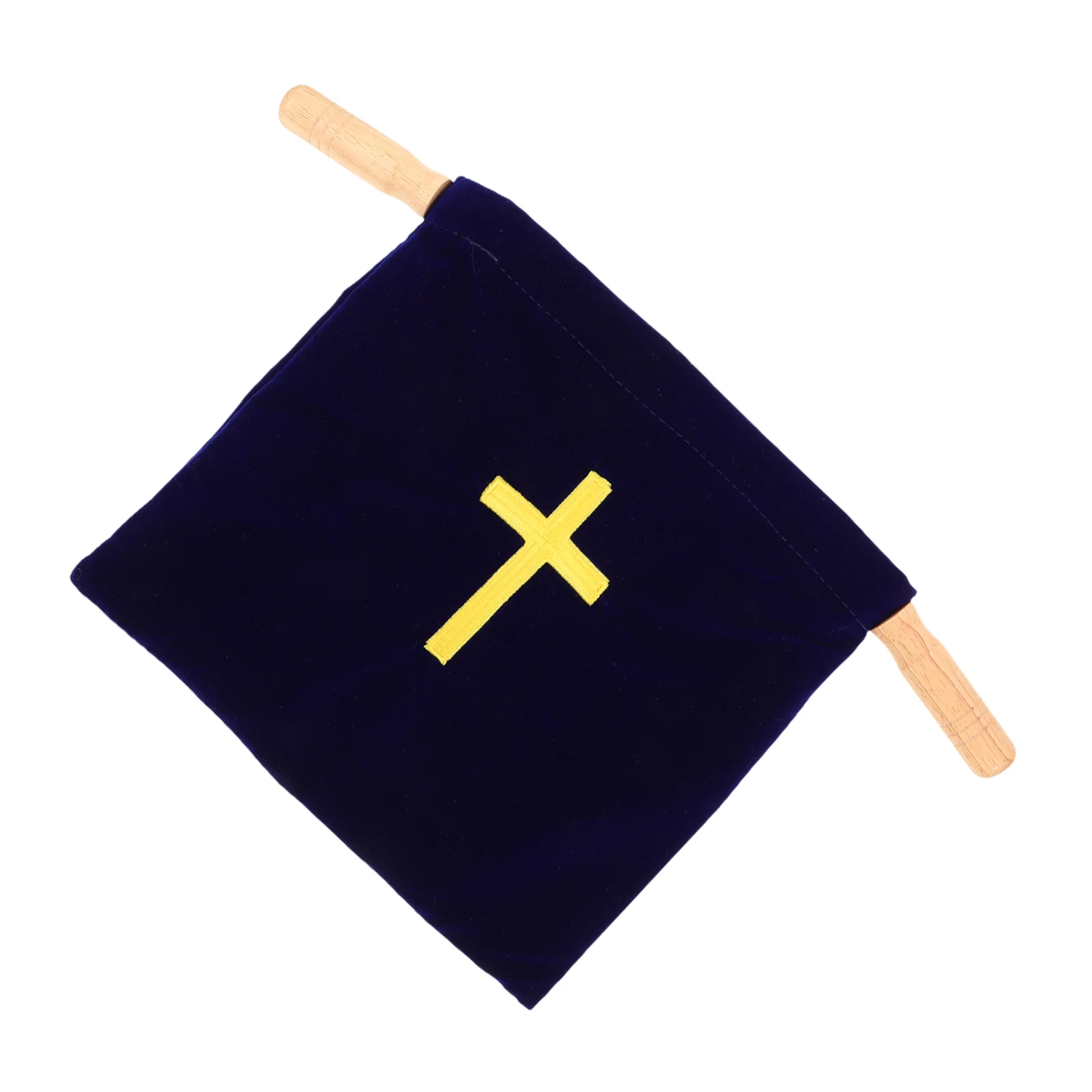 

Church Offering Bag Embroidered Cross Holy Communion Decorations Large Capacity Fabric Wooden Baptism Party Supplies