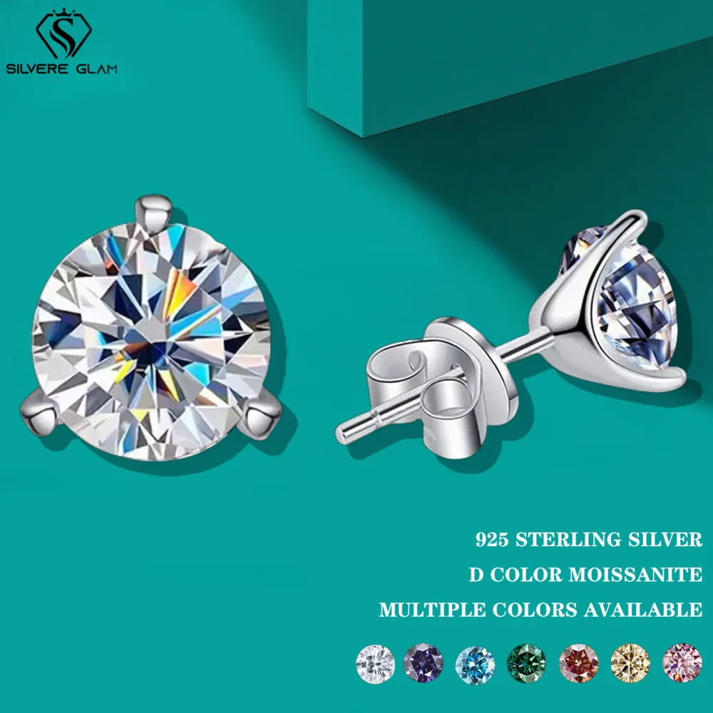 

TY 0.5-1CT Moissanite Stub Earring 925 Sterling Silver For Charm Lady With Darkgreen Color For Women Wedding Fine Jewelry Gift