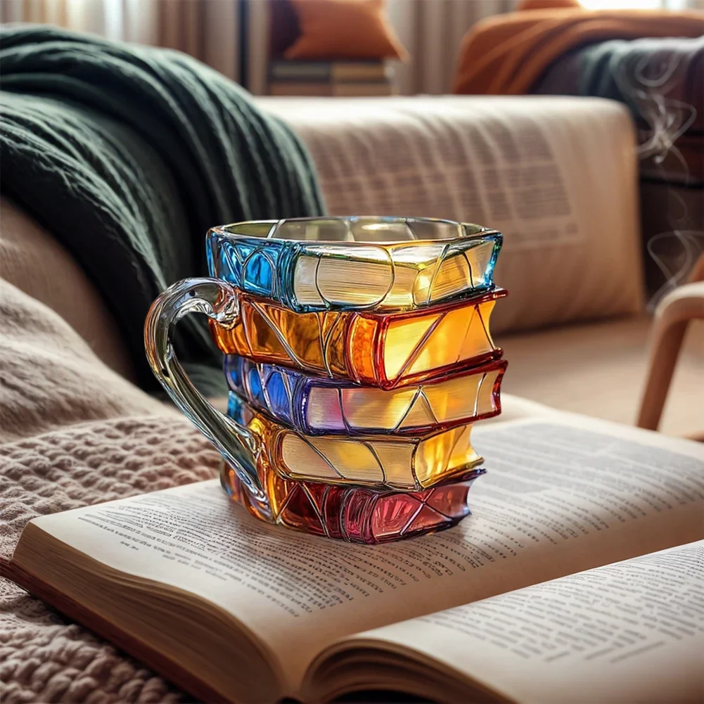 Bemalte Buchbecher Neuheit 3D bemalte Bücher Kaffeebecher Kreative Trinkbecher Sammlung Geschenke für Literaturliebhaber