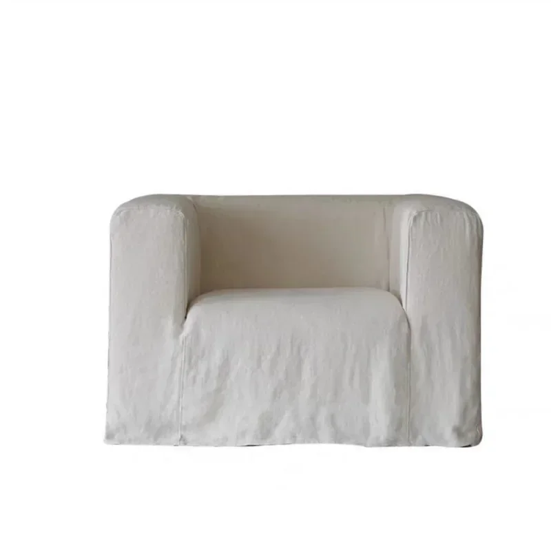 Single sofa, removable and washable, washed cotton and linen bed and breakfast apartment small apartment fabric sofa