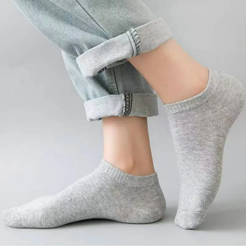 5-10Pairs Women/Men Boat Socks Invisible Low Cut Silicone Non-slip Summer No-show Ankle Socks Solid Color Casual Breathable