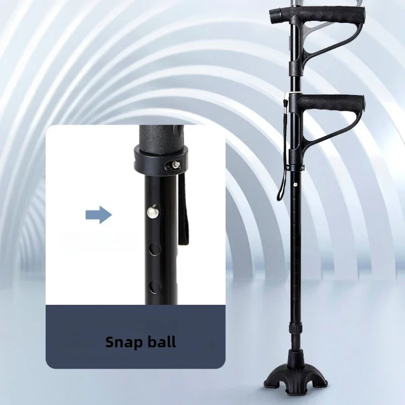 Customizable Elderly Walking Cane, Four-Legged Adjustable Stick, Anti-Slip Base with LED Light, Portable Walking Aid